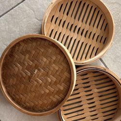 2 Tier Bamboo Steamer For Bao Buns Dim sum Veggies Or Others 