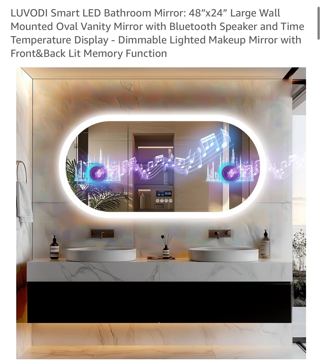 Smart LED Illuminated Fog-free Mirror With Speaker