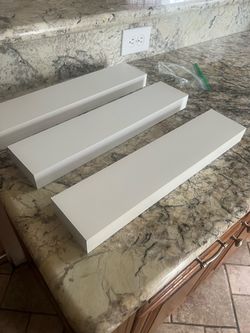 White Floating Wall Shelves Set of 3