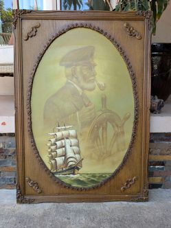 Rare Old Victorian Ornate Frame With A Captain Printed On Canvas