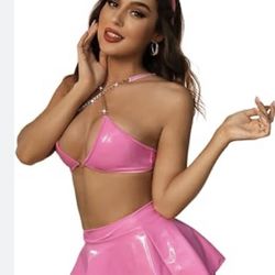 Pink Vinyl Set Skirt