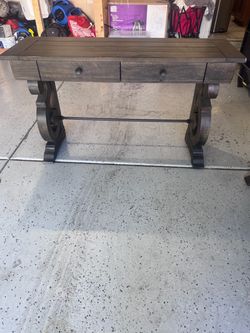 Rustic Wood Console Table with Two Drawers
