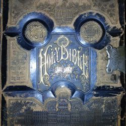 Antique Late 1800's Family Bible Pictoral With Sterling Silver Clasp