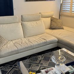 White Italian leather sofa for sale