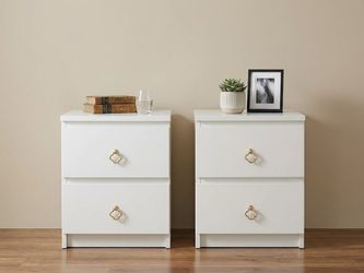 White 2-Drawer Nightstand Set of 2