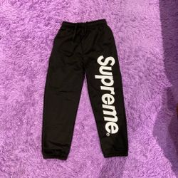 Supreme Black Sweatpants with Logo Print