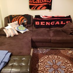 Chocolate chaise lounge and left sectional