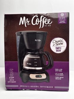 Mr. Coffee 5-Cup Simple Brew Coffeemaker (Black) - Brand New Open Box