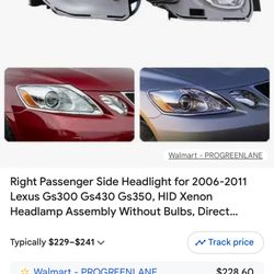 lexus gs350 right side headlight new