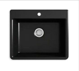 KOHLER Kennon Drop-In Neoroc Granite Composite 25 in. 1-Hole Single Bowl Kitchen Sink in Matte Black