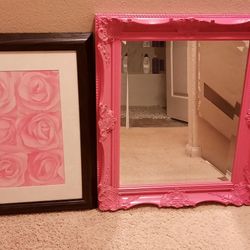 Pink Flower Picture -Mirror Sold