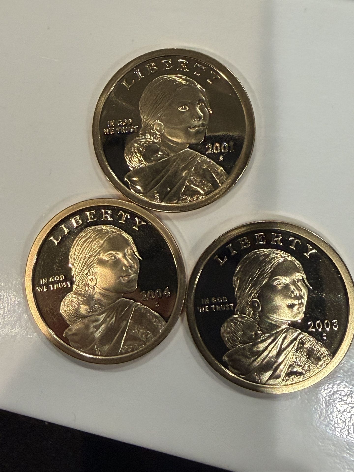 Lot If 3 Native American Dollars From Various Years All Are Gem Proof 229