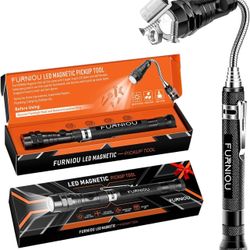 LED Magnetic Pickup Tool, Stocking Stuffers For Adults,Birthday Gifts for Men, Extendable Magnetic Flashlight, 