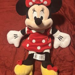 Disney Minnie Mouse 18" Plush In Red Polka Dot Dress