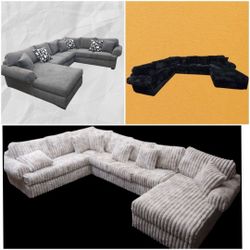 BRAND NEW 6x13x6ft And 11x11ft U SECTIONAL COUCHES CHAISE SOFA,  Cordoroy FABRIC,  CUSTOM MADE AVAILABLE 