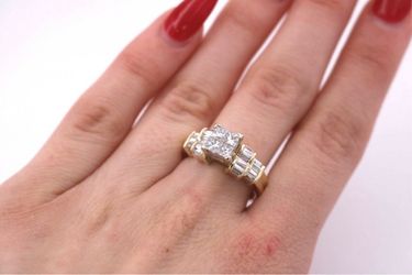 14K Yellow Gold 1.25 CT Diamond Invisible Setting Engagement Ring