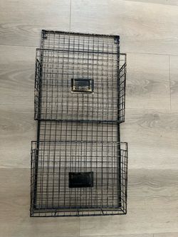 Black Metal Wire Wall Baskets Set of 2