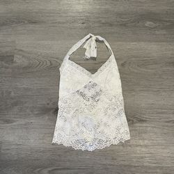 Vintage 2000s y2k ginger white floral top