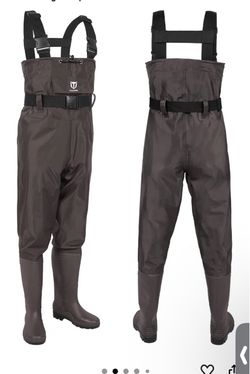 JNTKE Chest Waders with Boots, 2-Ply PVC/Nylon Waterproof Hunting Fishing Waders