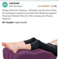 Wedge Pillow for Sleeping - Inflatable Leg Elevation Pillow for Swelling, Circulation,Leg & Back Pain Relief,Leg Support Polyvinyl Chloride Pillow for