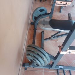 270 Lbs Olympic Weight Set Including Bar And Multiple Positions Bench 