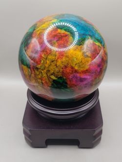 3.4Lb Beautiful 7 Color Jade Sphere w/ Display Stand