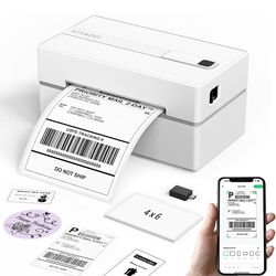 KNAON Bluetooth Thermal Shipping Label Printer, 4x6 Portable Thermal Address Label, White