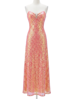 As U Wish Sequined Formal Gown Dress Peach Gold Sparkle NWT Women's Size M