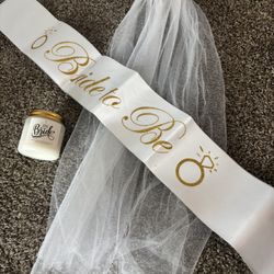Bride To Be Veil/Sash/Candle