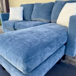 Blue Denim Living Spaces Reversible Sectional Couch Sofa