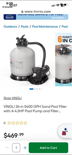 VINGLI 24-in Sand Pool Filter with 4.5HP Pump