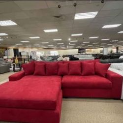 ❤️❤️Beautiful Red Oversize Sofa/ Chaise Living Room Sectional $10 DOWN