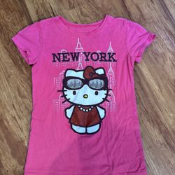 Hello Kitty Girls Kids Shirt size Large 10/12 T-Shirt Sanrio Pink short sleeve s