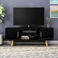 Faux Wood TV Stand for TVs up to 50", Black