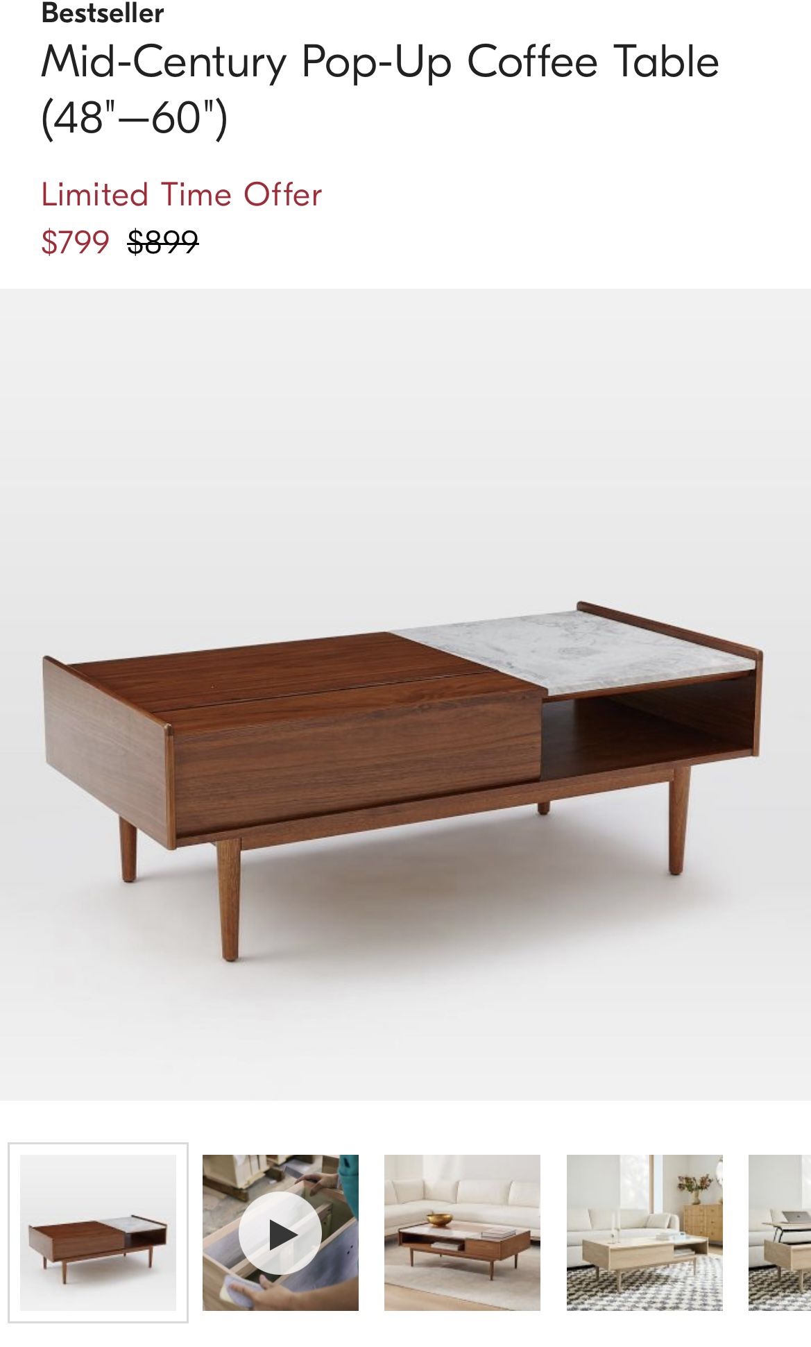West Elm Mid Century Modern Pop Up Coffee Table for Sale in Lynnwood ...