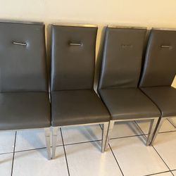 Grey Leather Dining Chairs