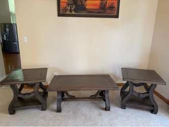 Ashley furniture Wood Coffee Table and 2 End Tables