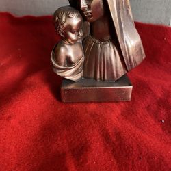 5 Inch Copper Plated Alabaster Virgin Mary With Christ Statue Imported From Greece (5 available)
