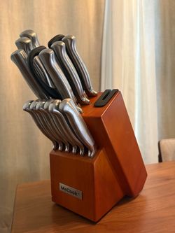 McCook 15-Piece Stainless Steel Knife Set with Wooden Block & Built-In Sharpener 🔪✨