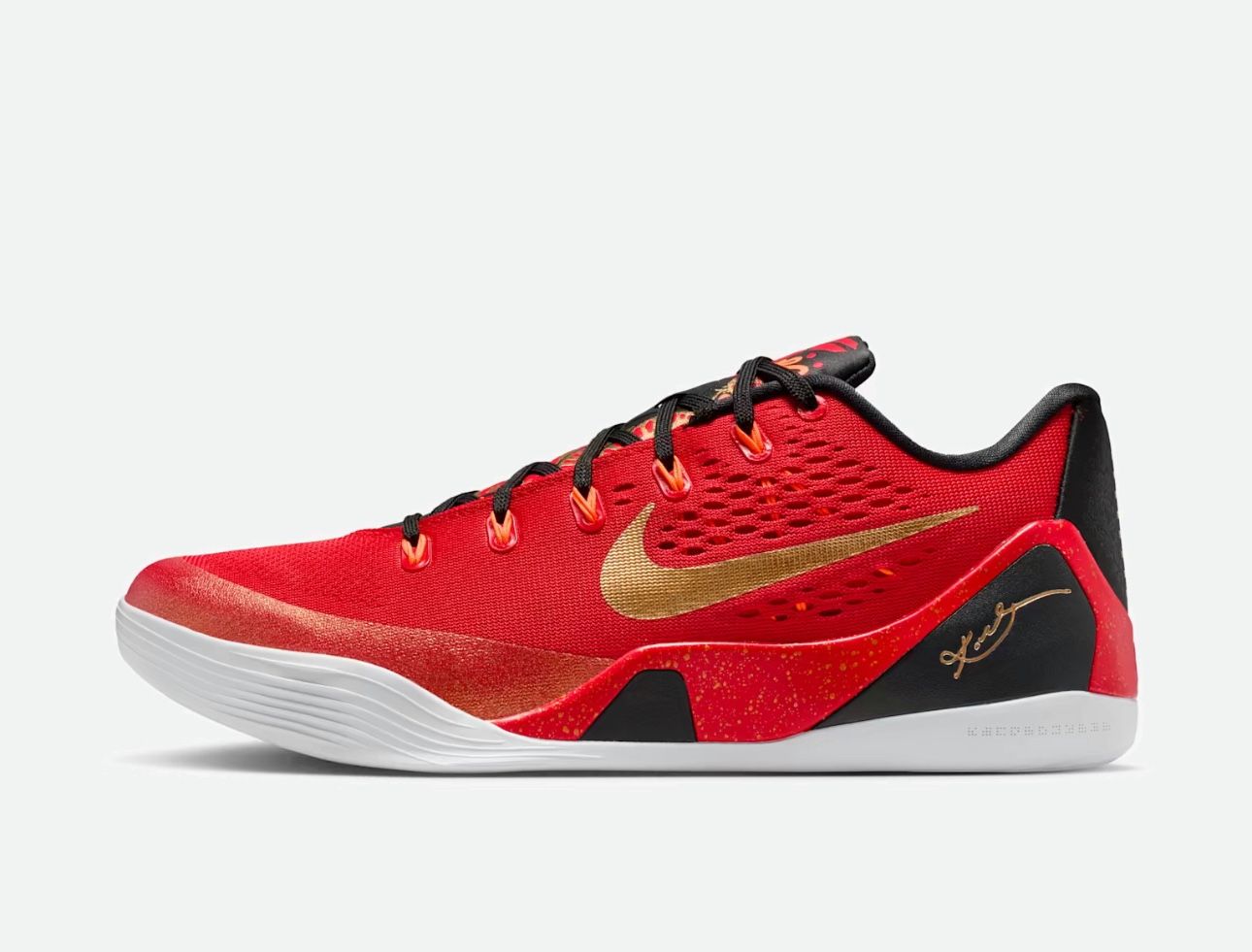 Kobe 9 University Red And Metalic Gold