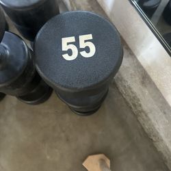 55 lb Dumbbell Pair – Commercial Grade Rubber Set