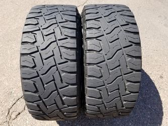Two (2) Used LT33x12.50R17 Toyo RT Open Country 8ply 17" 4x4 Tires