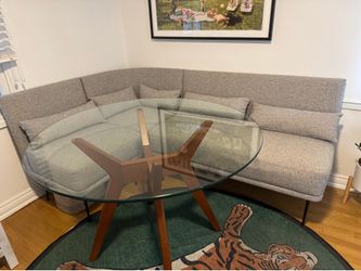 West Elm Modern Banquette - Bench, Single, Round Corner - Pearl Gray. Original price $2400.