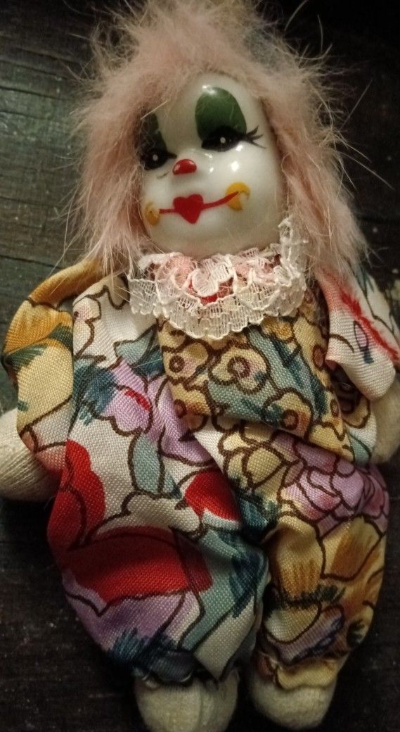 Miniature Antique Porcelain Clown Dolls, Figurines