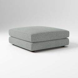Haven Ottoman, Poly, Performance Distressed Velvet, Mineral Gray, Concealed Supports