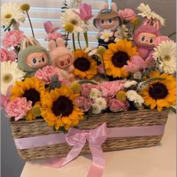 Labubu Flower Basket Bouquet Ramo Buchon 