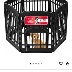 IRIS USA Dog Playpen 34" 6-Panel Dog Playpen with Door, 44 × 63 x 34, Puppy Fence, Puppy Playpen, Dog Play Pen Indoors, Pet Fence, Puppies/Small Dogs,