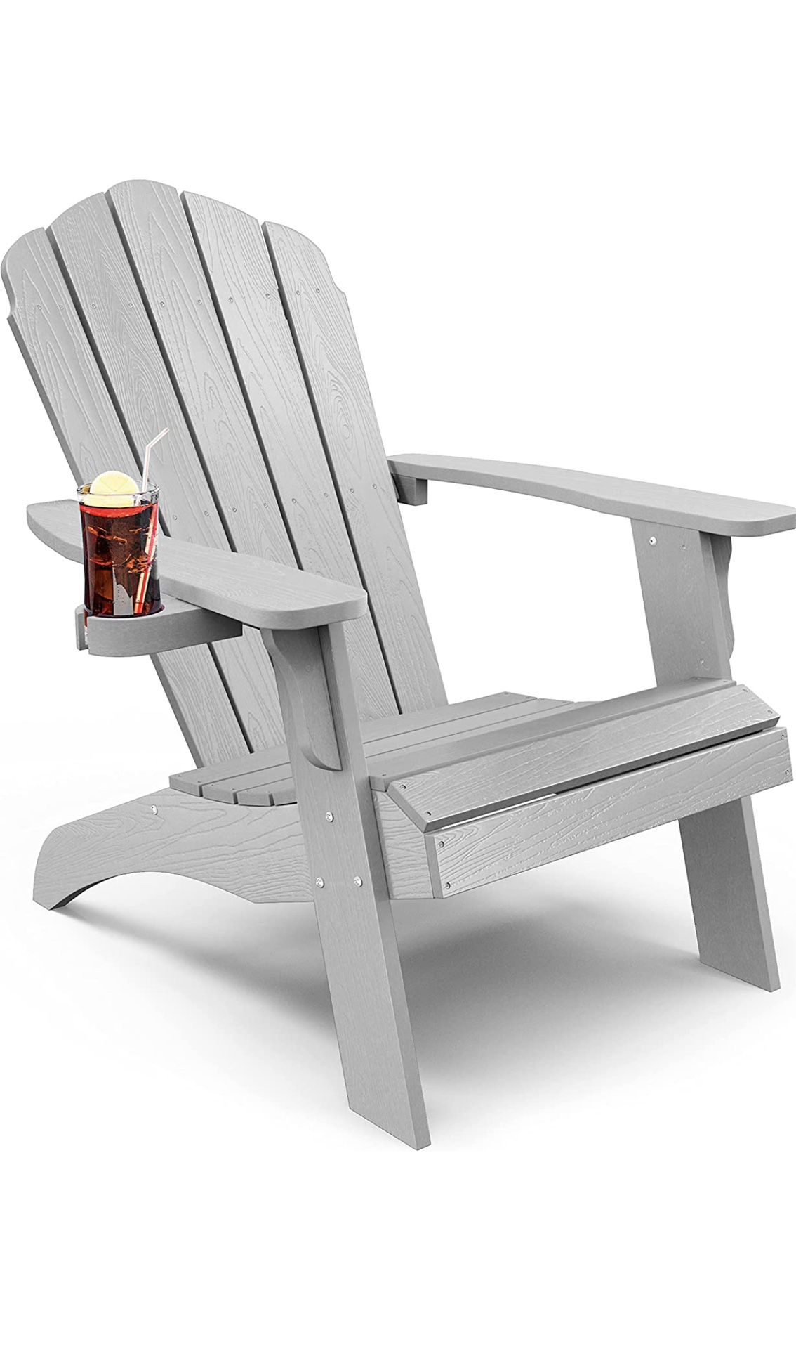 YEFU Oversized Plastic Adirondack Chair with Cup-Holder (Large Dual-Purpose), Weather Resistant, Po