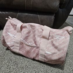 Reebok Pink Logo Print Small Duffel Gym Bag