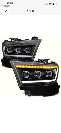 For 2019-2024 Ram 1500 LED DRL Sequential Signal Tri Projector Headlights Black